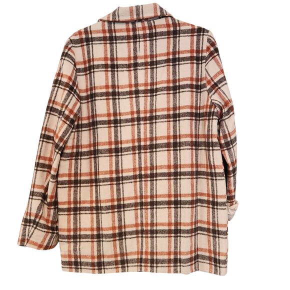 &merci Barn Coat Super Soft Plaid Jacket, Pea Coat style, 2 button Shacket Sz M - Picture 2 of 9